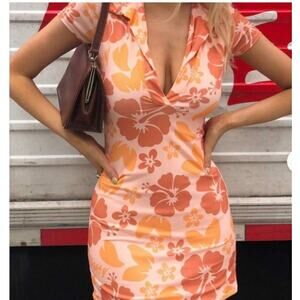 Omighty Orange Floral Mini Dress